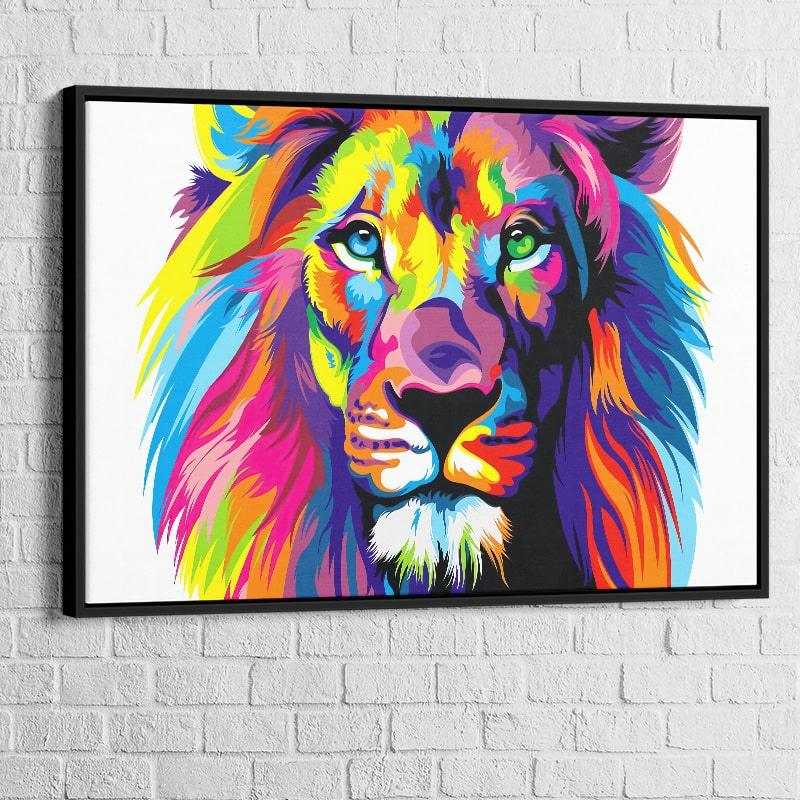 Tableau Pop Art Lion Coloré - Montableaudeco