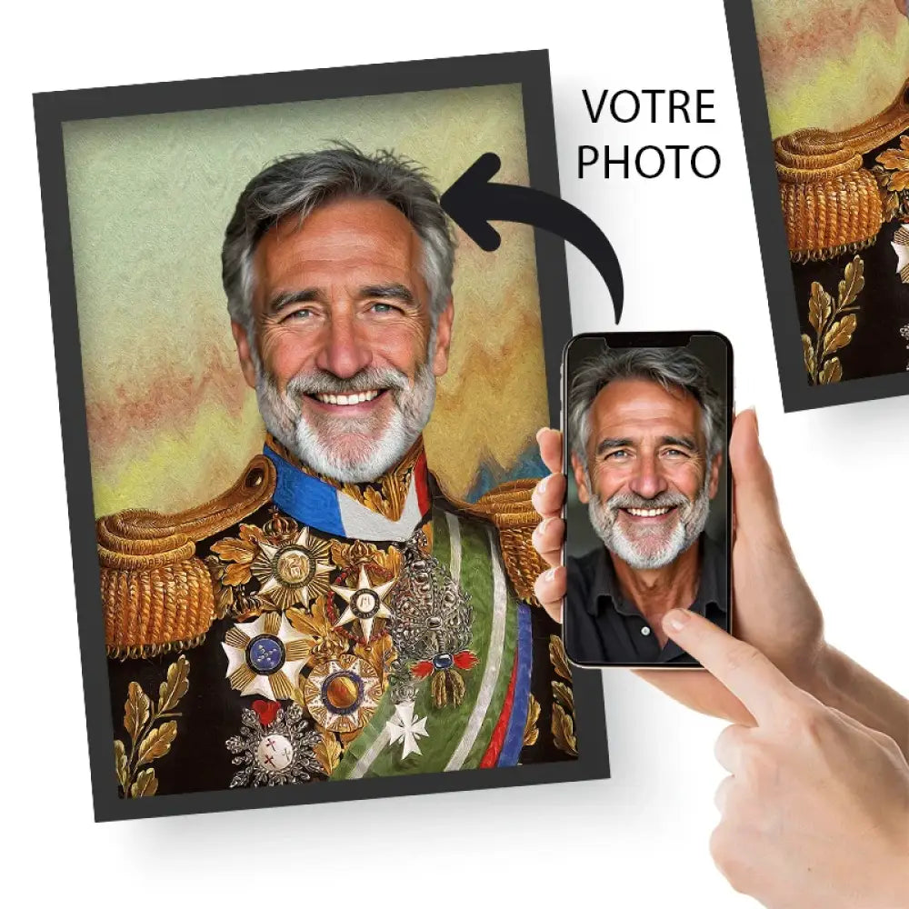 Portrait personnalisé homme en costume militaire historique

