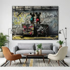 Tableau graffiti Mickey art urbain pour salon contemporain