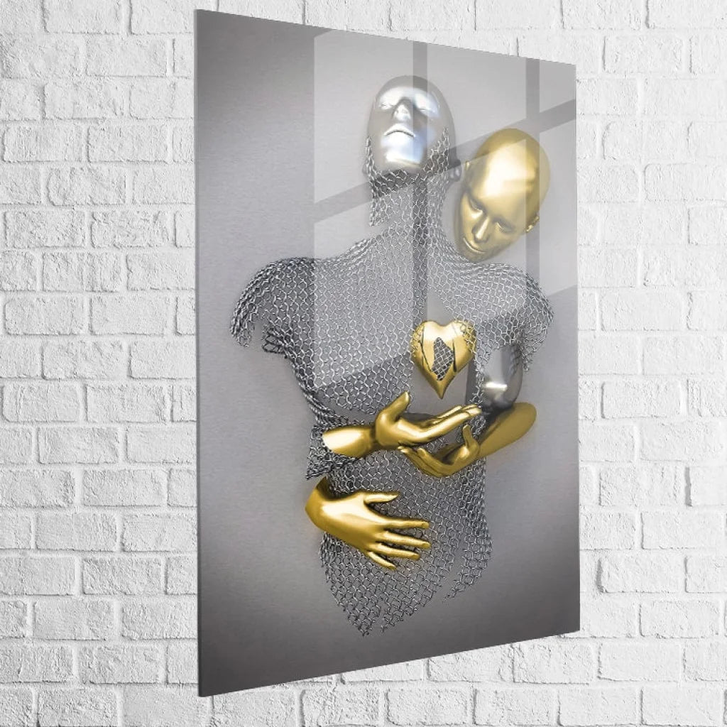 Tableau 3D Un Amour Gris et Or 40x60cm / A / Plexiglas Tableau moderne