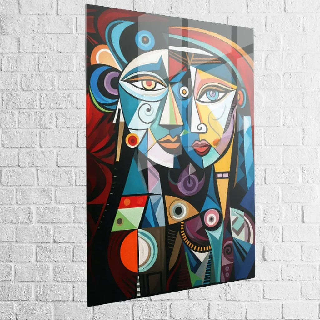 Décoration murale design tableau cubiste coloré

