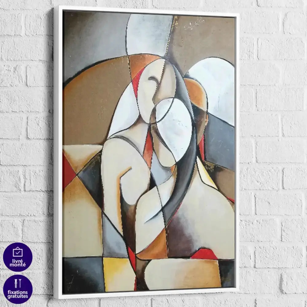 Tableau Abstrait Le Couple 40x60cm / Cadre Blanc Tableau Abstrait