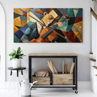 Tableau abstrait musicien – violon en couleurs cubistes