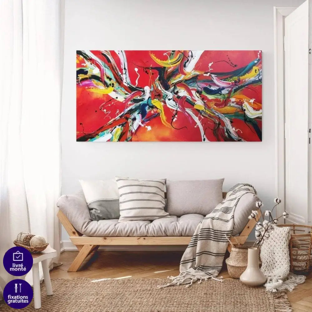 Tableau Abstrait Rouge Vision - Montableaudeco