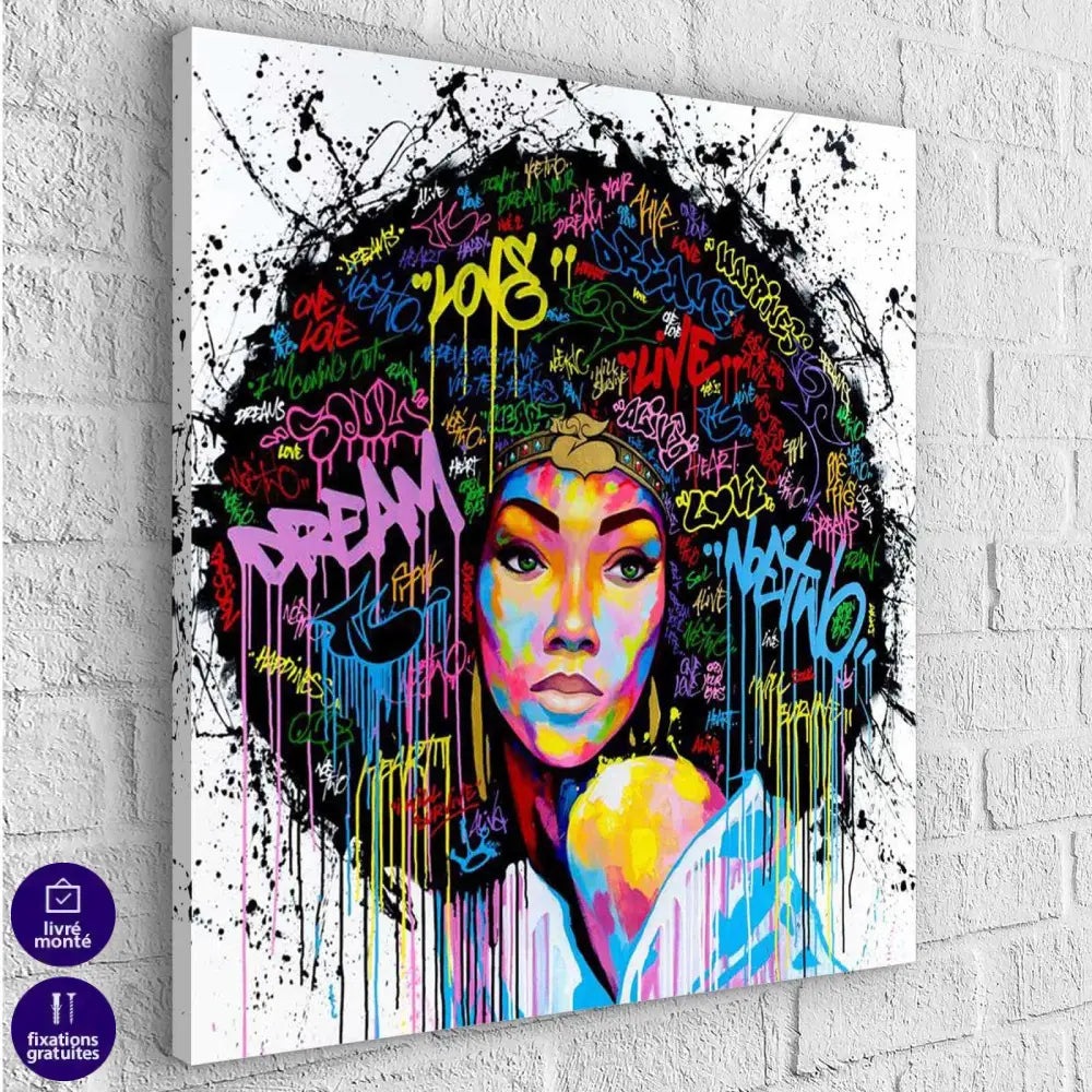 Tableau Afrique Femme Graffiti 5 Pièces - Montableaudeco