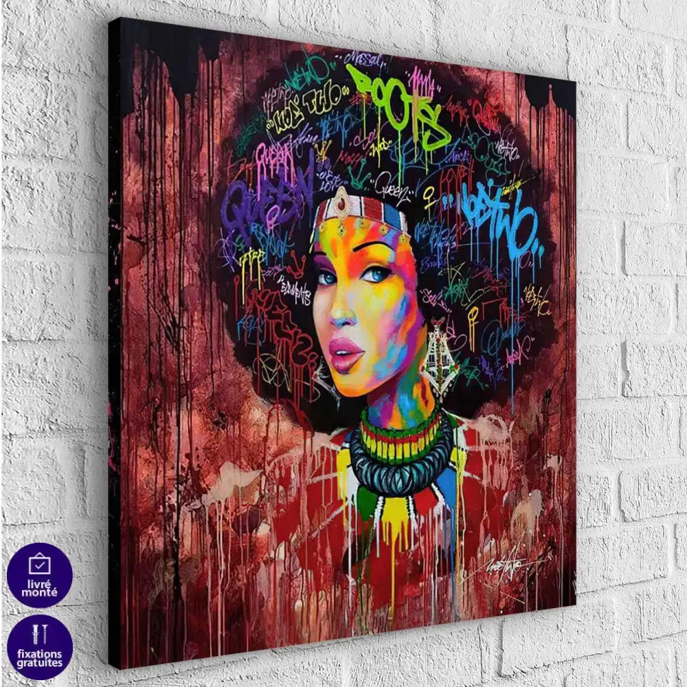 Tableau Afrique Femme Graffiti 5 Pièces - Montableaudeco