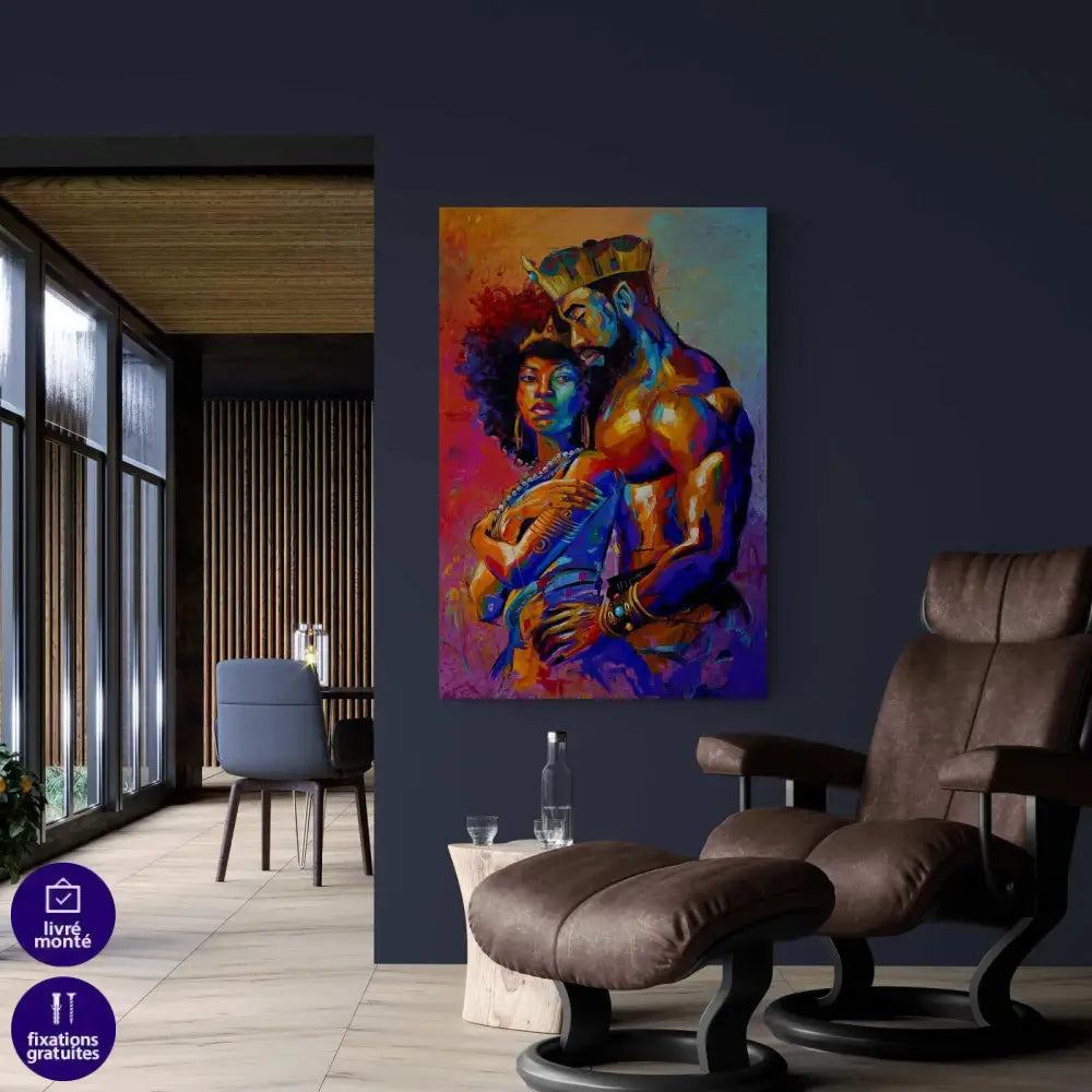 Tableau Afrique Un Roi Une Reine - Montableaudeco