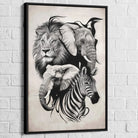 Tableau Animaux Force et Élégance 40x60cm / Cadre Noir Tableau Animaux