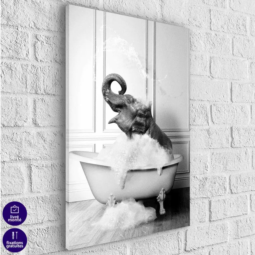 Tableau Animaux Le Bain de La Girafe et de L'Eléphant - Montableaudeco