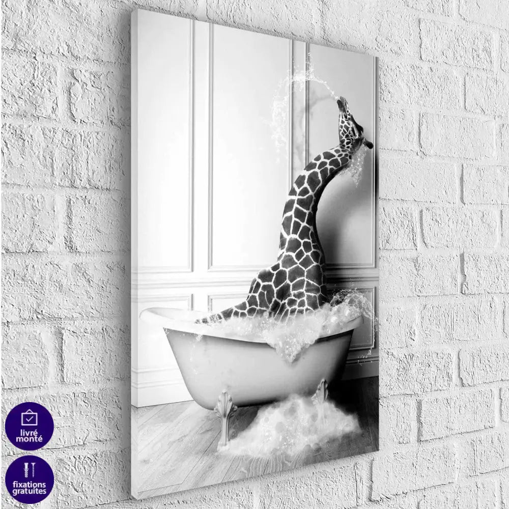 Tableau Animaux Le Bain de La Girafe et de L'Eléphant - Montableaudeco