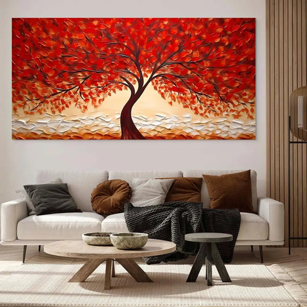 Tableau Arbre Lumière d’Automne 40x80cm / Toile tendue sur châssis Tableau Arbre
