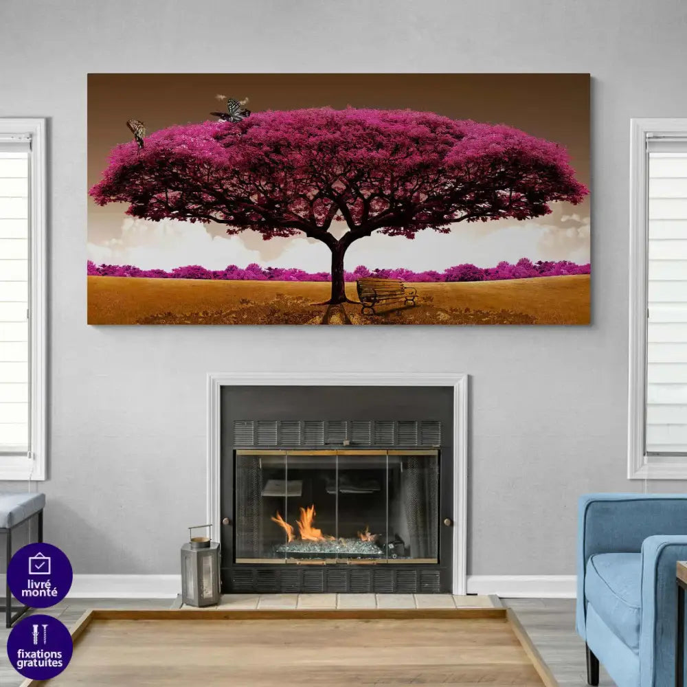 Tableau Arbre Rose Grand Format - Montableaudeco