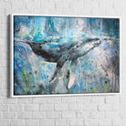 Tableau Baleine Bleu 40x60cm / Cadre Blanc Tableau Mer