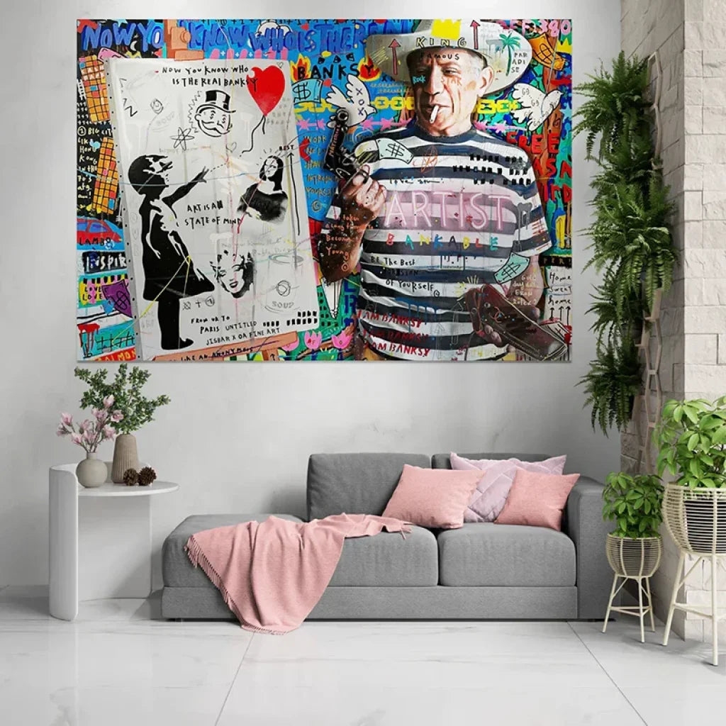 Tableau Street Art L’Artiste Bankable inspiré de Banksy

