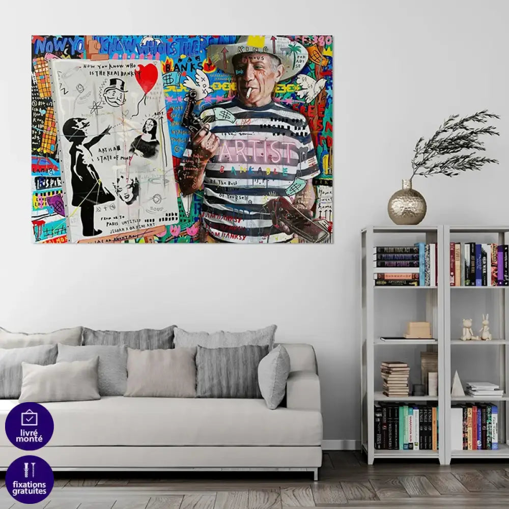 Œuvre urbaine satire de l’art bankable et du capitalisme

