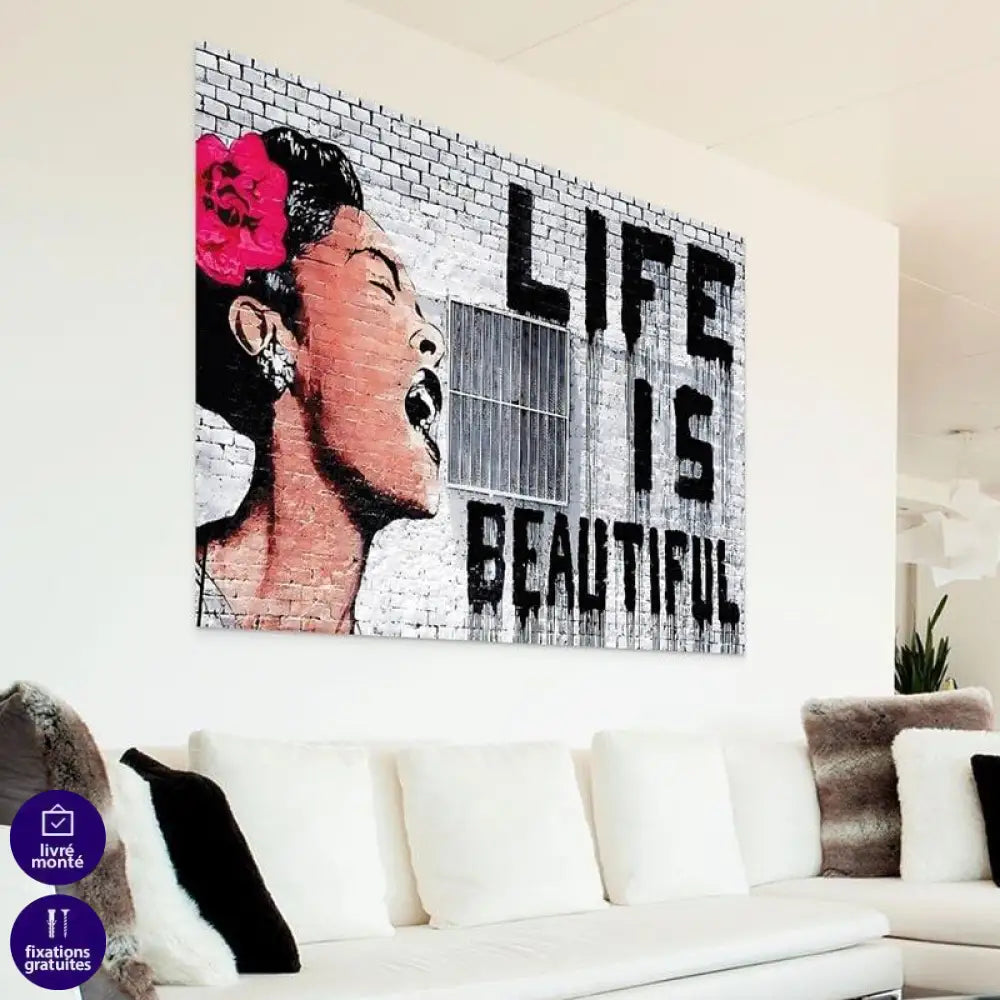 Tableau Banksy Life is Beautiful - Montableaudeco