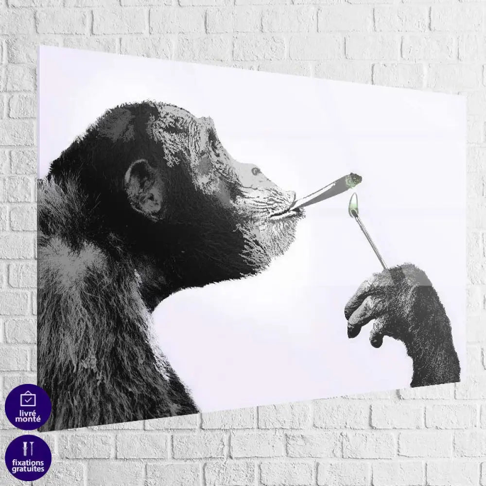 Tableau Banksy Monkey Smooking 40x60cm / Plexiglas Tableau Banksy