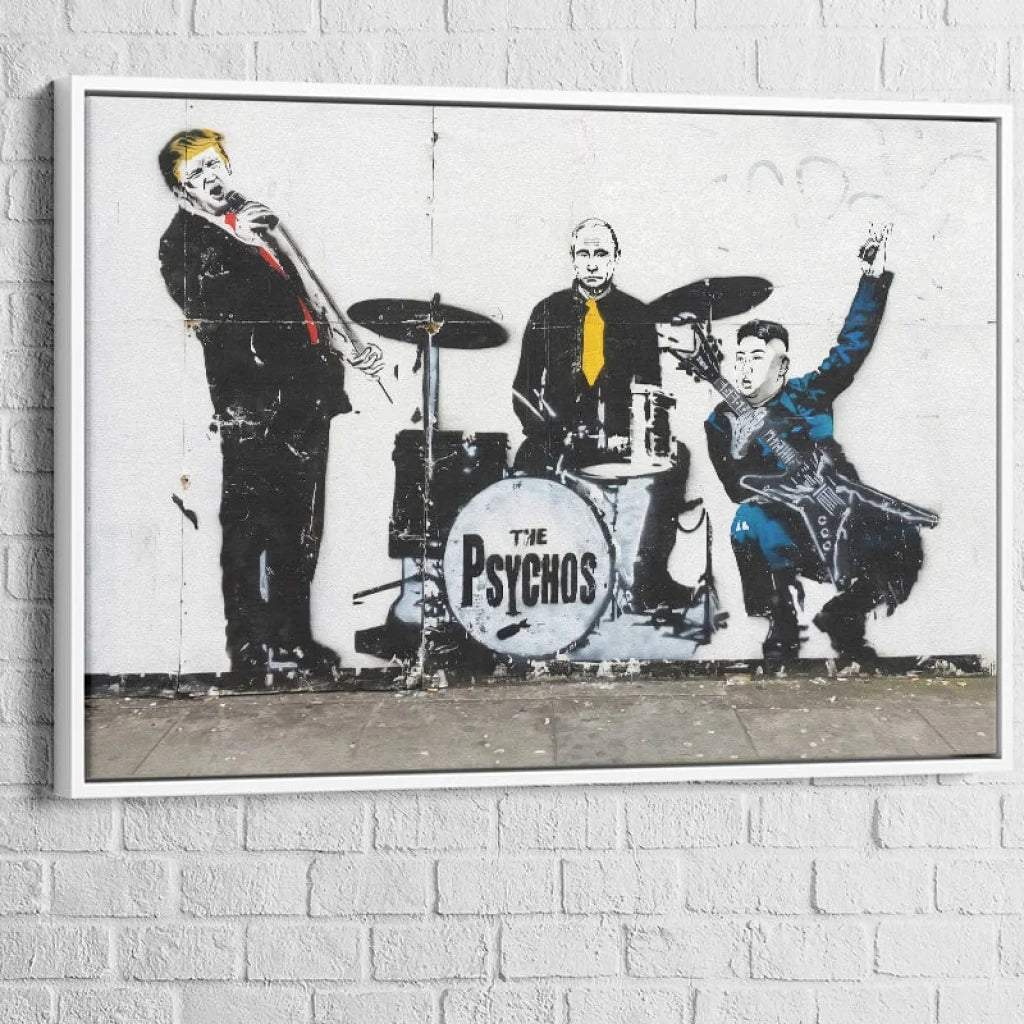 Tableau Banksy The Psychos 40x60cm / Cadre Blanc Tableau Banksy