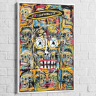 Tableau Basquiat Chaos des Crânes Célestes 40x60cm / Cadre Blanc Tableau Basquiat