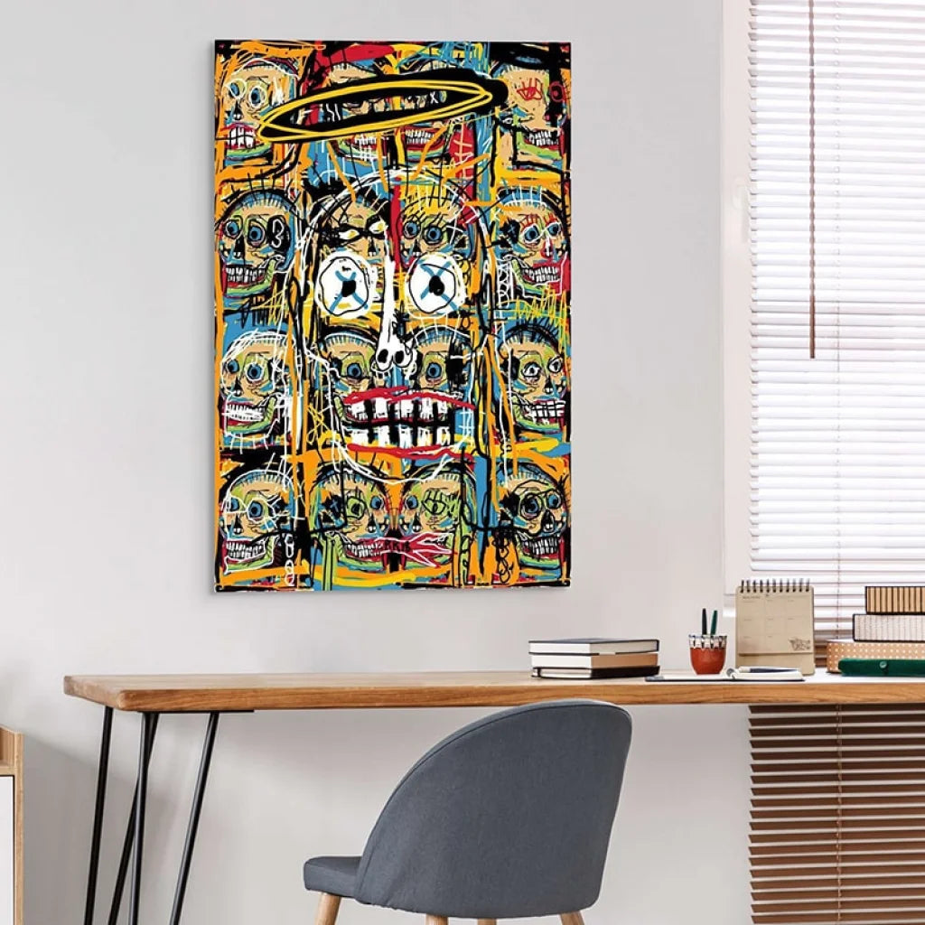 Tableau Basquiat Chaos des Crânes Célestes Tableau Basquiat