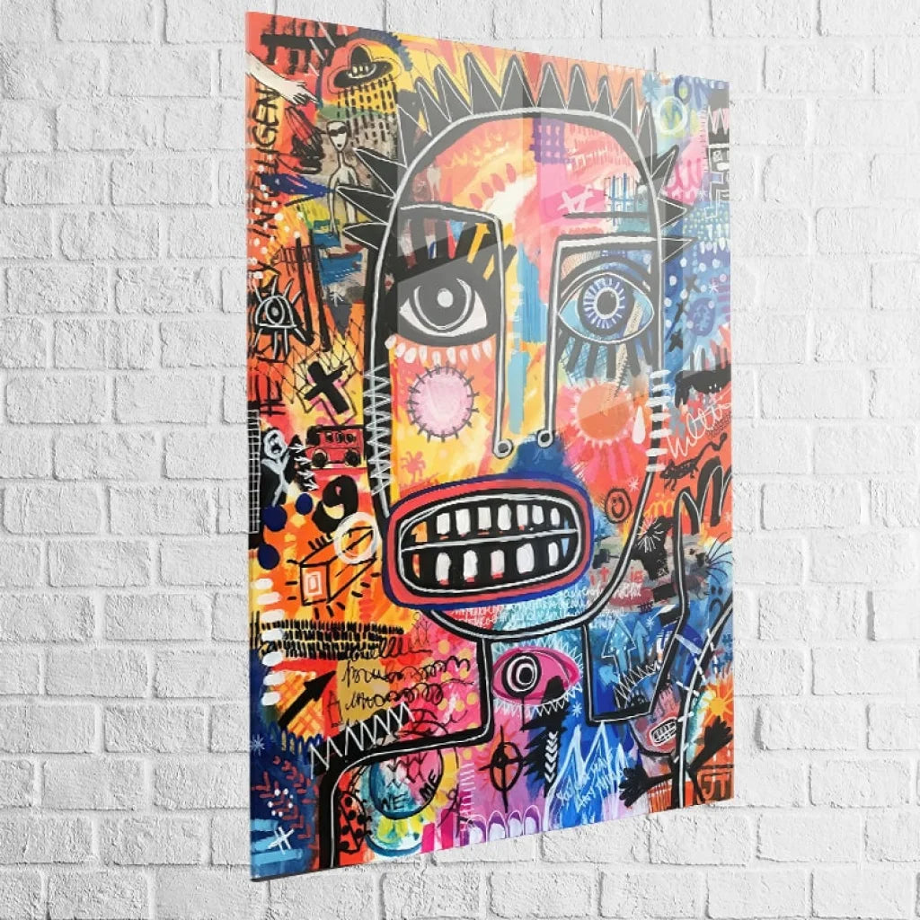 tableau basquiat urban mask en plexiglas