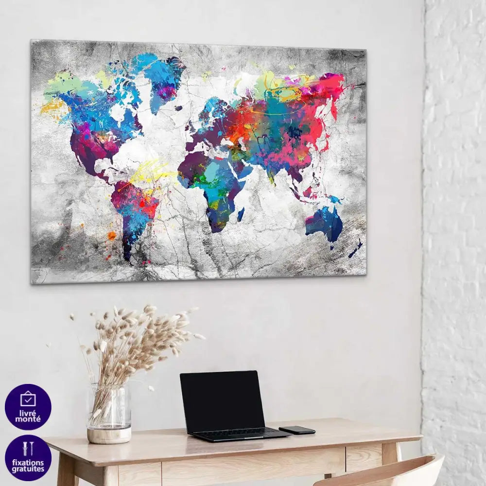 Tableau Carte du monde Colorée - Montableaudeco