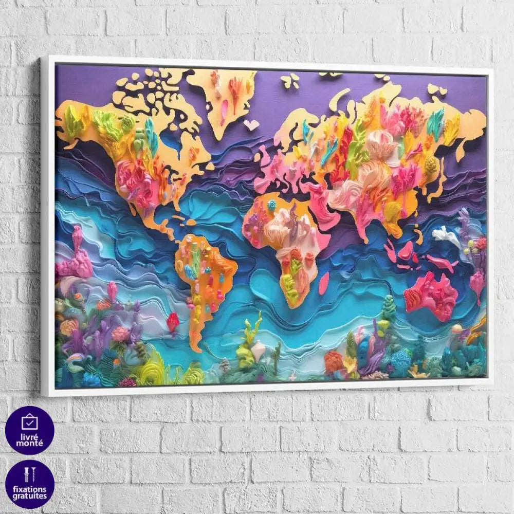 Tableau Carte Monde Aqua - Montableaudeco