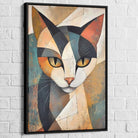 Tableau Chat à Facettes 40x60cm / Cadre Noir Tableau Chat