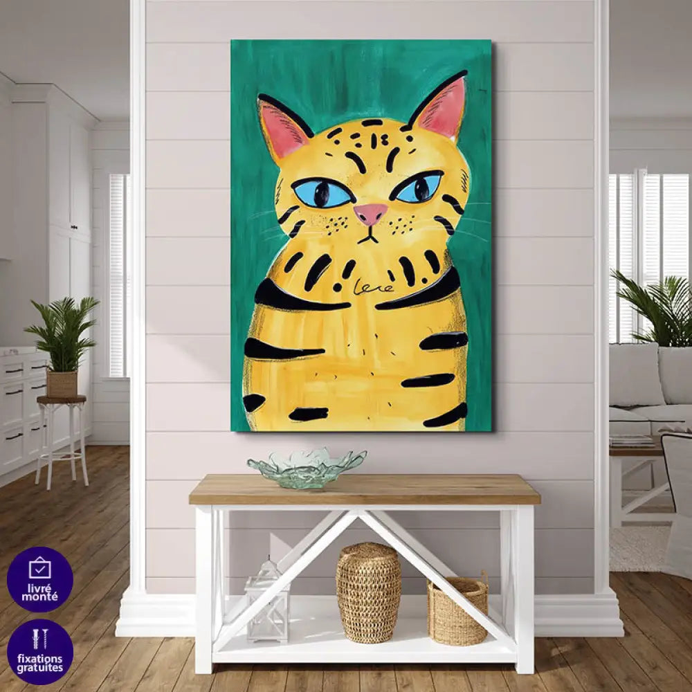 Tableau Chat Coloré Collection 7 Pièces 30x40cm / B / Toile tendue sur châssis Tableau Chat