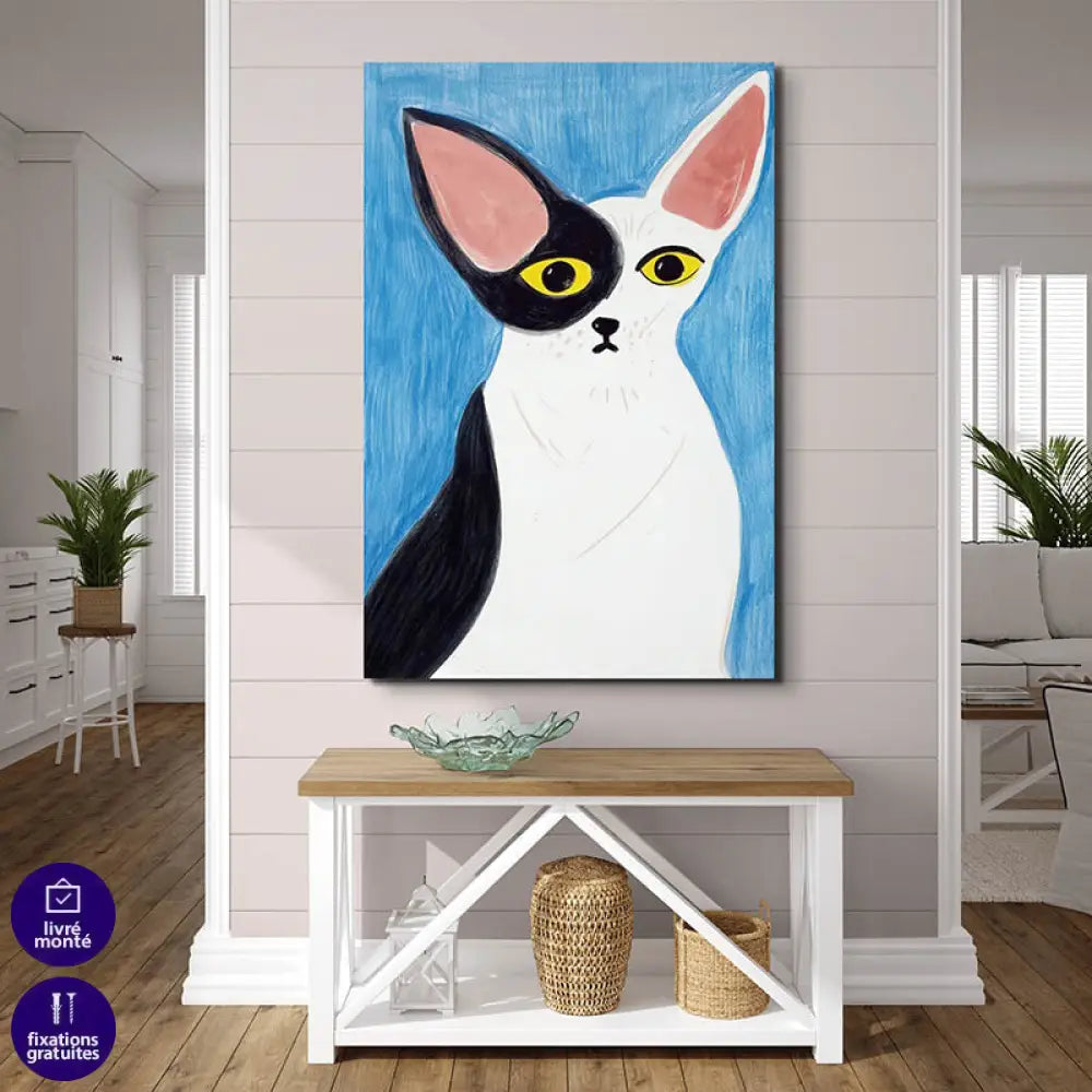 Tableau Chat Coloré Collection 7 Pièces 30x40cm / D / Toile tendue sur châssis Tableau Chat