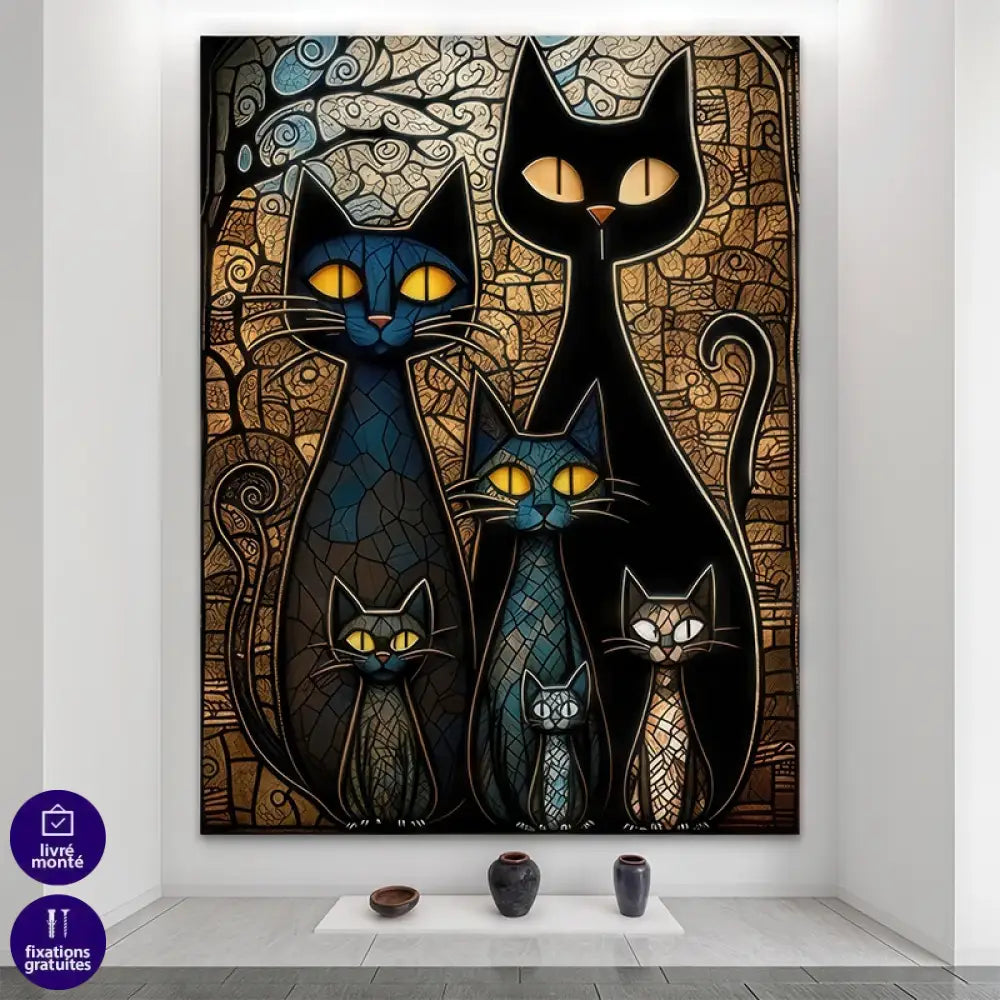 Famille de chats colorés pour décoration design