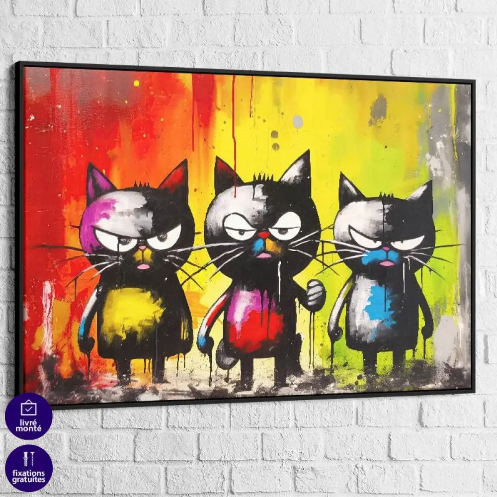 Tableau Chat Les Amis - Montableaudeco