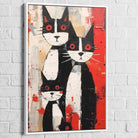 Tableau Chat Trilogie des Félins 40x60cm / Cadre Blanc / B Tableau Street Art