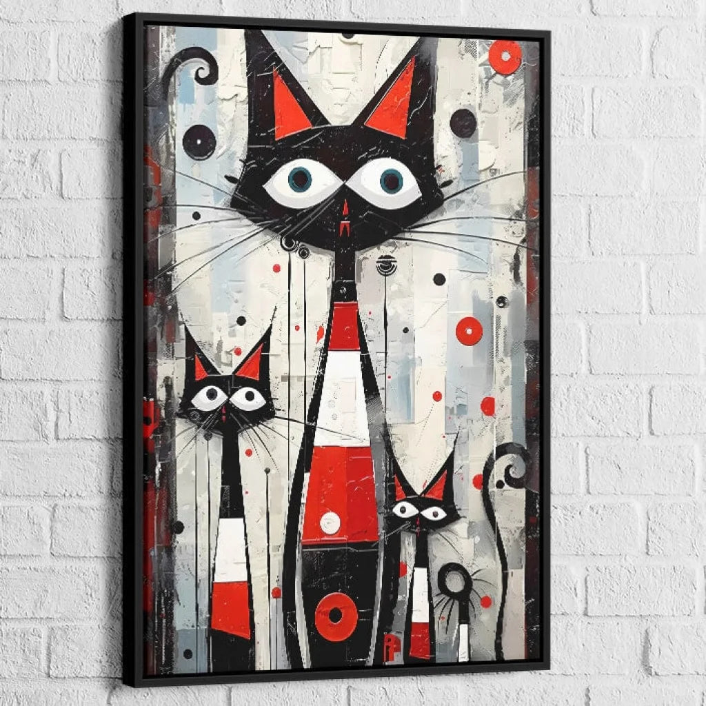 Tableau Chat Trilogie des Félins 40x60cm / Cadre Noir / A Tableau Street Art