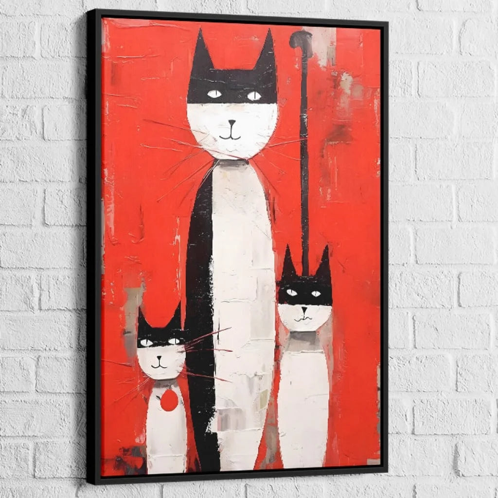 Tableau Chat Trilogie des Félins 40x60cm / Cadre Noir / C Tableau Street Art