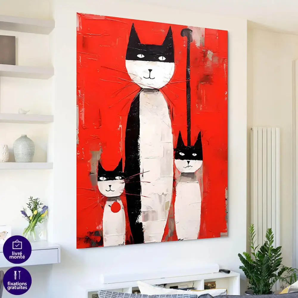 Tableau Chat Trilogie des Félins 40x60cm / Toile tendue sur châssis / C Tableau Street Art