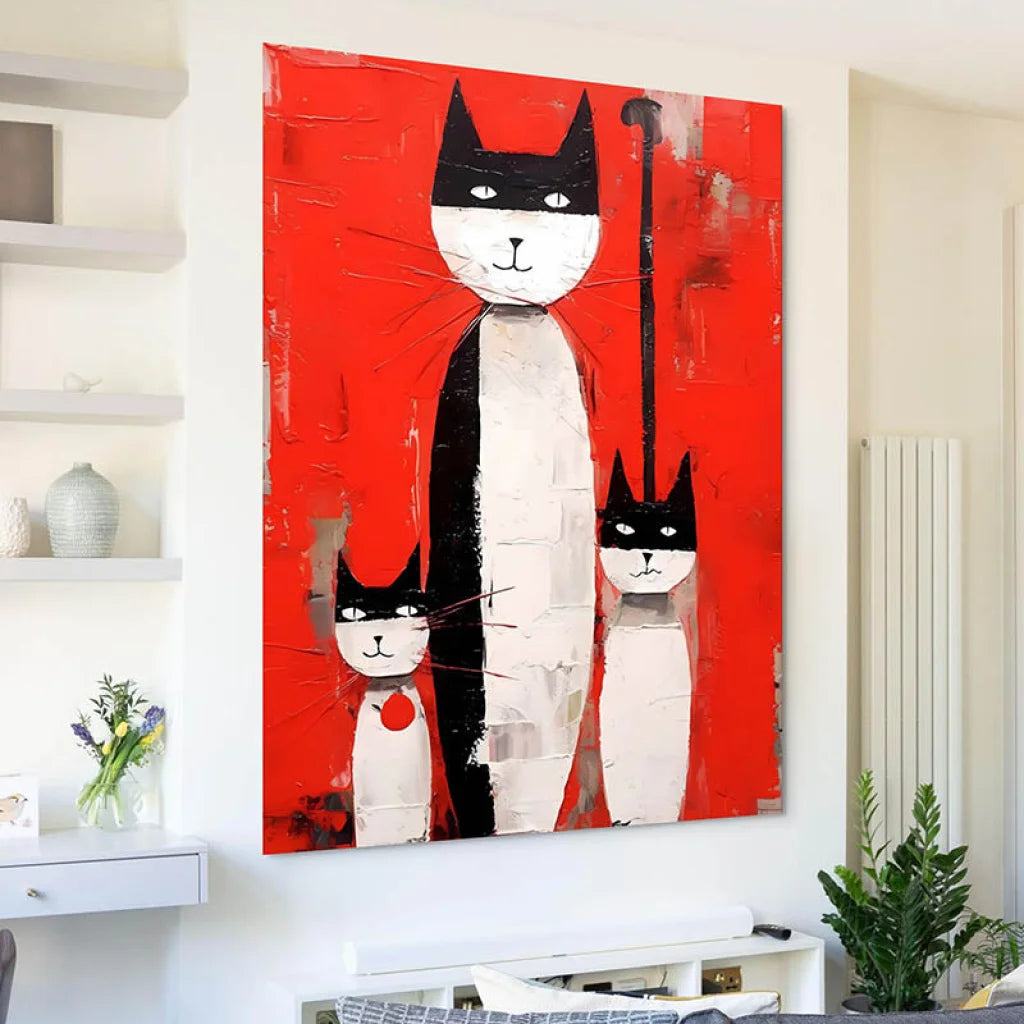 Tableau Chat Trilogie des Félins 40x60cm / Toile tendue sur châssis / C Tableau Street Art
