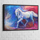 cheval blanc peinture aquarelle sur mur
