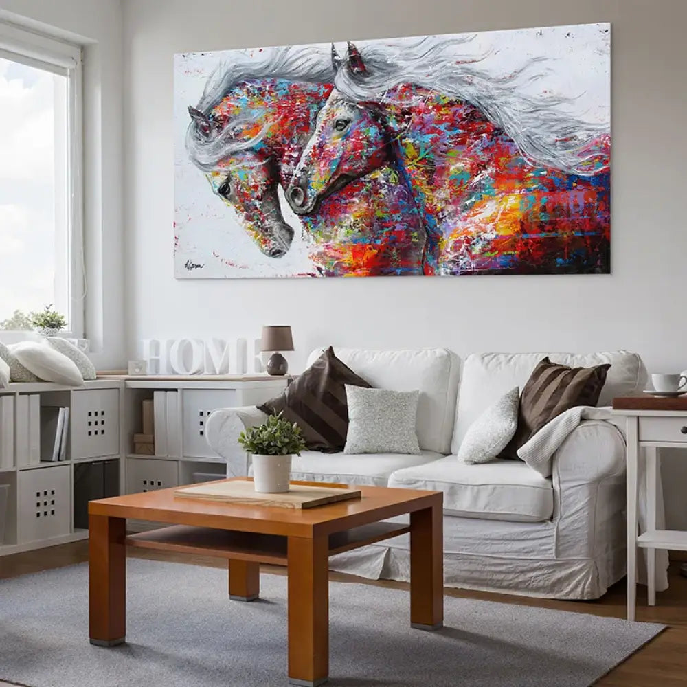 tableau cheval coloré art mural moderne