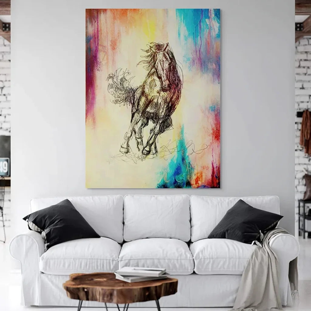 Tableau Cheval Élan Sauvage reproduction sur toile moderne