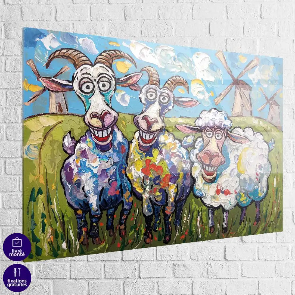 Tableau Chèvres et Brebis en Folie 40x60cm / Plexiglas Tableau Luxe