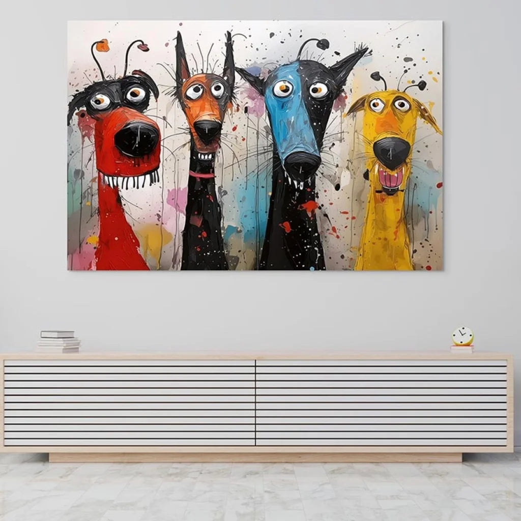 Tableau Chien Crazy Dogs 40x60cm / Affiche sans cadre Tableau Chien