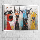 Tableau Chien Crazy Dogs 40x60cm / Cadre Blanc Tableau Chien
