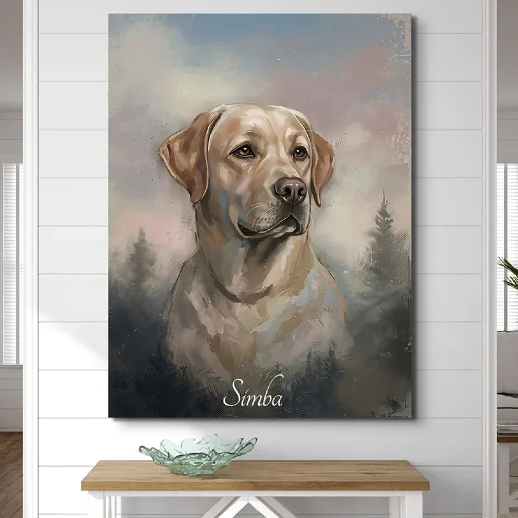 portrait personnalisé de chien en toile déco murale