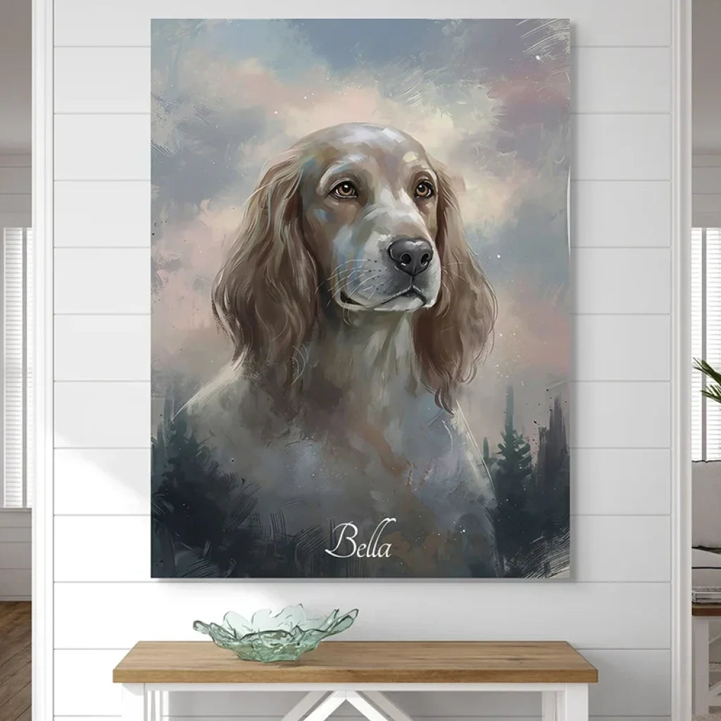 décoration murale personnalisée avec portrait de chien