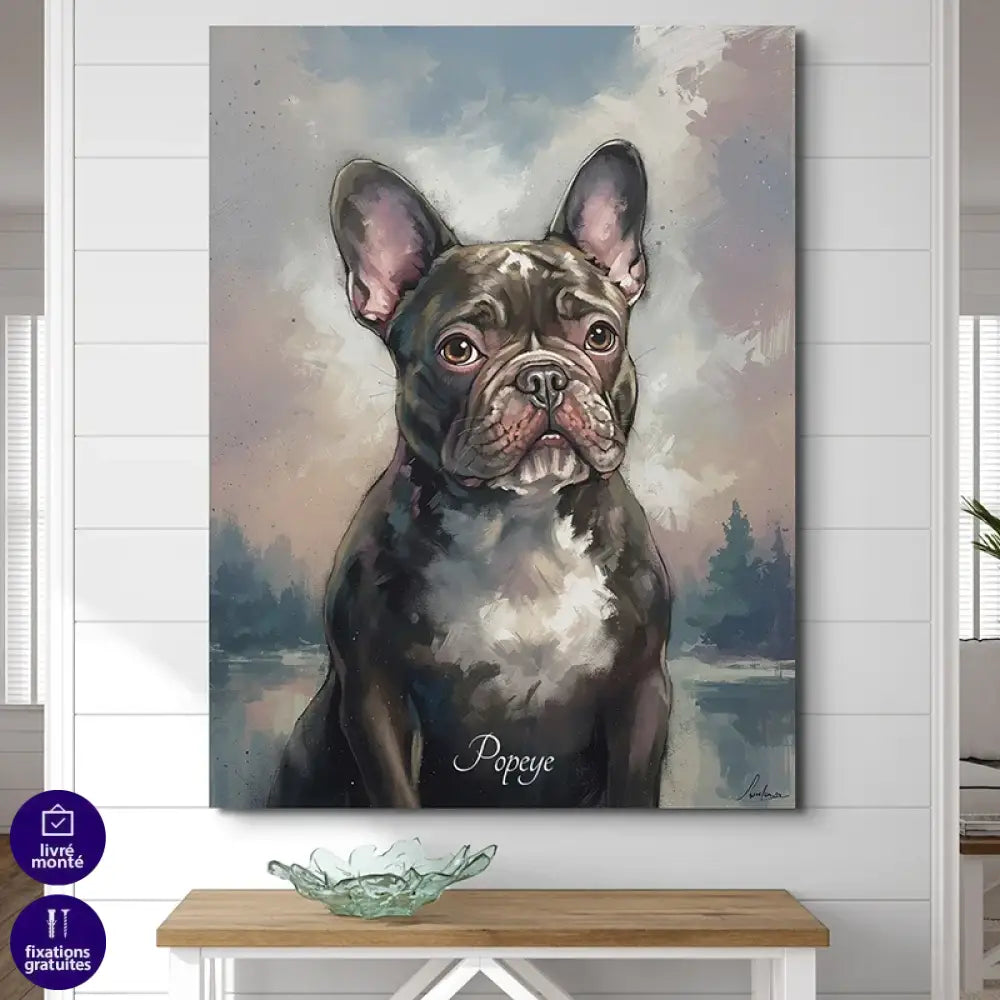 illustration artistique de chien avec fond brumeux