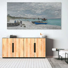 Décoration murale impressionniste Monet plage normande avec bateaux