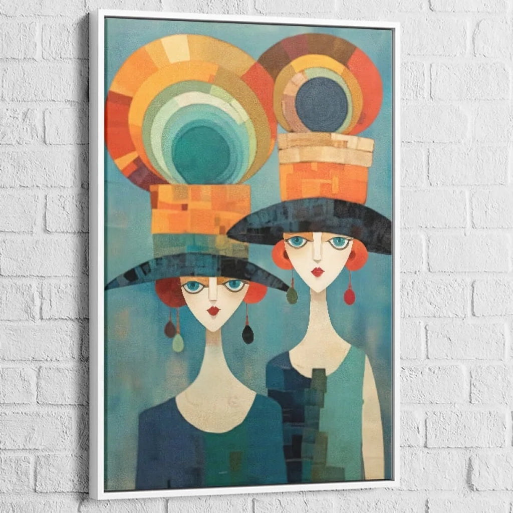 Tableau Contemporain Élégance Géométrique 40x60cm / Cadre Blanc Tableau Moderne