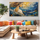 Tableau contemporain femme au vent, impression sur toile moderne