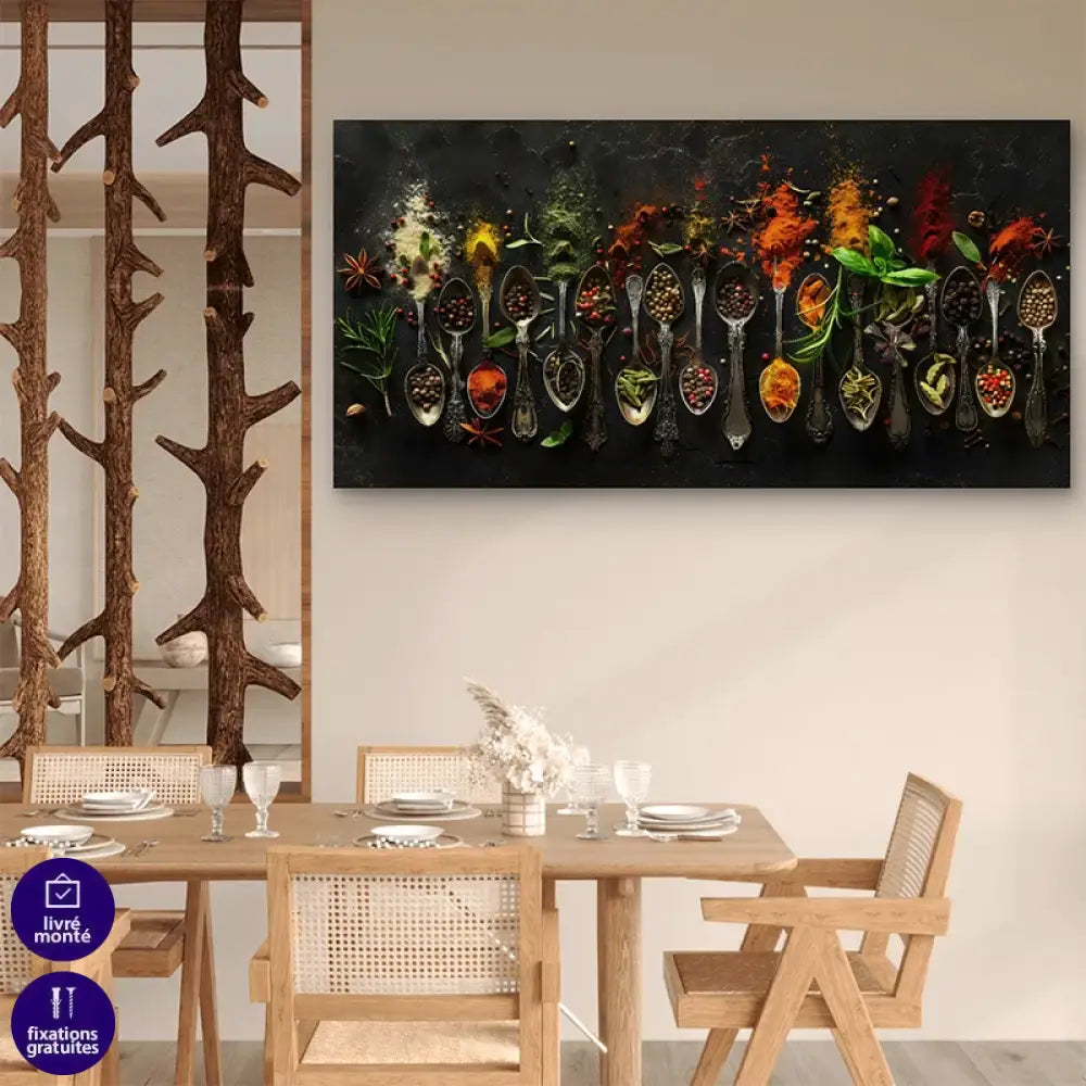 Affiche artistique épices en explosion - déco murale raffinée et vibrante

